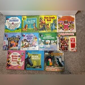 The Hobbit See Hear Read Along Book Record Lot 8 Disney JRR Tolkien 1977 Dumbo